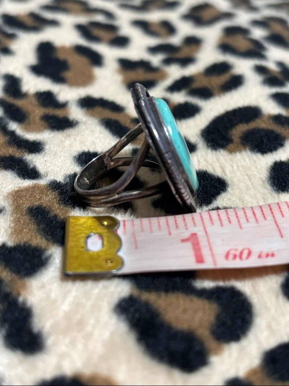 Vintage Sterling Silver 🩵 Turquoise Stone Ring 7.5 Southwest Statement - Picture 7 of 15